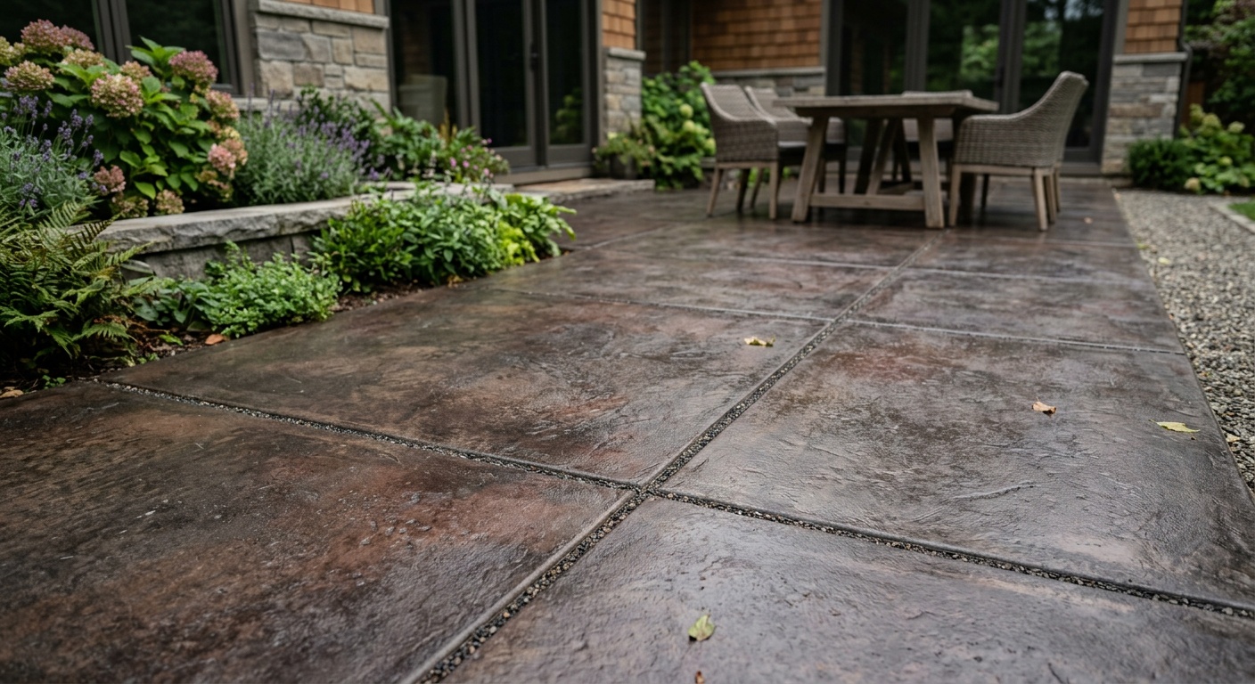 Concrete patio staining